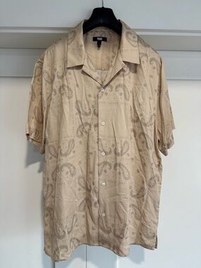 PAIGE Beige Paisley Casual Shirt
